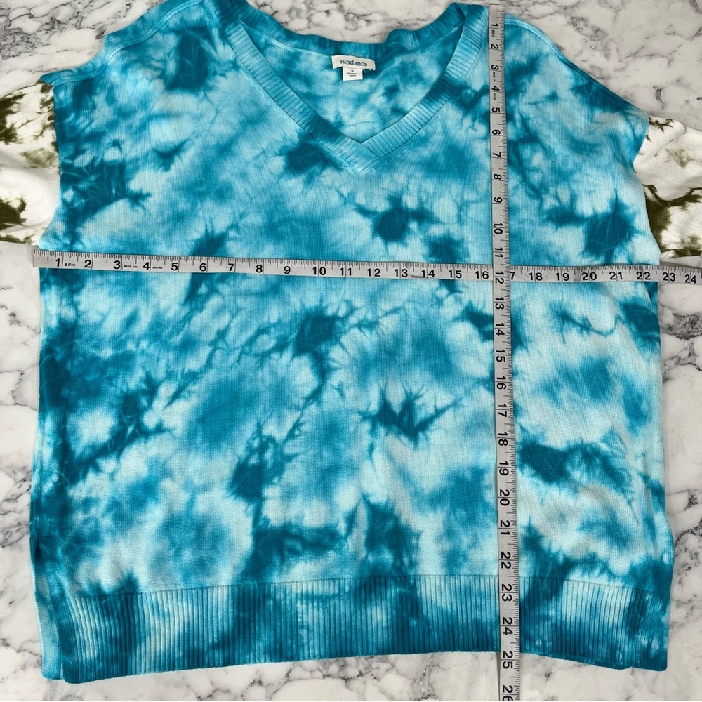 Sundance Tie Dye Summer Skies Pullover V-Neck Sweater Blue Green Cotton Small - Picture 7 of 11